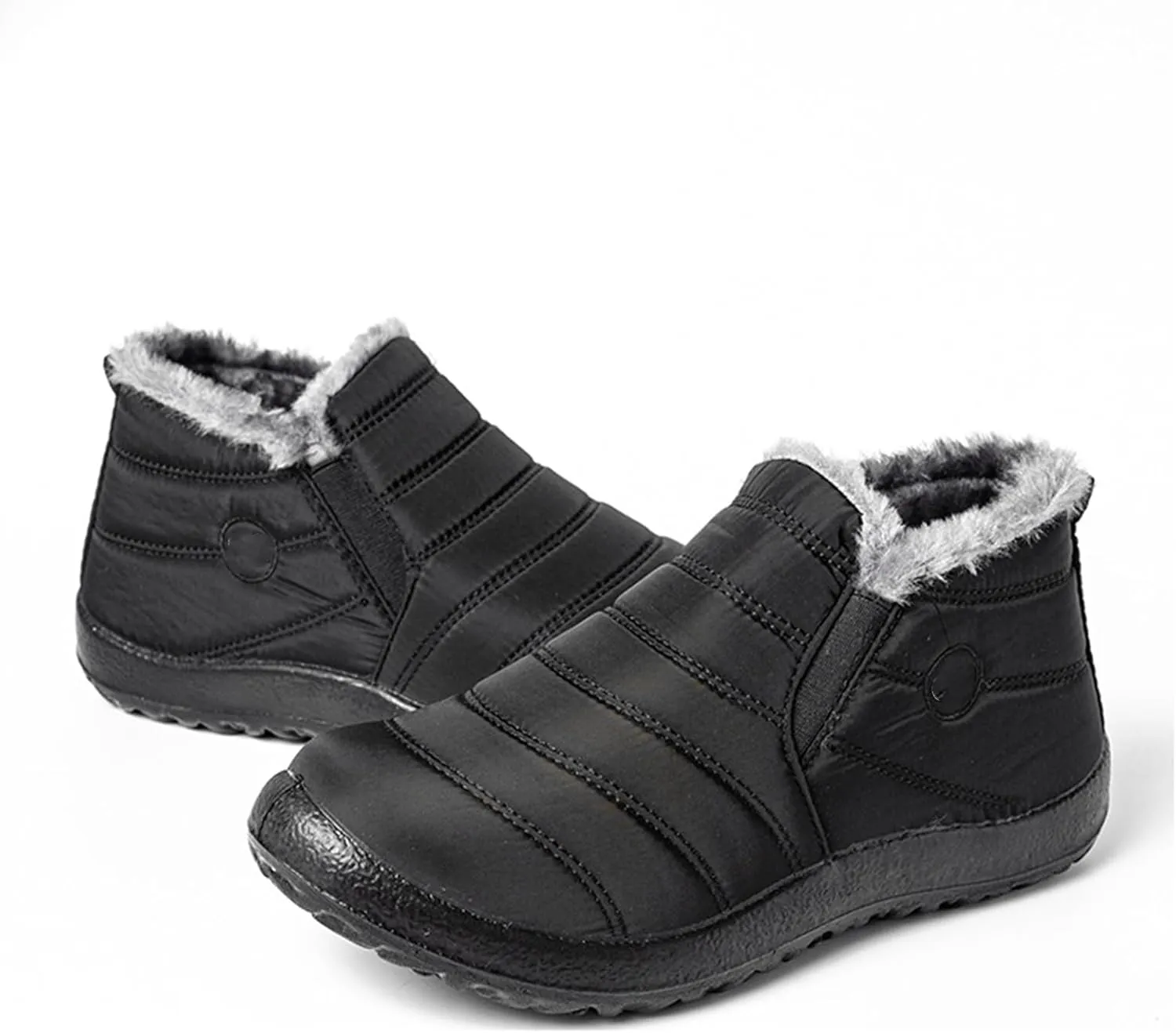 Lausiuoe Snow Boots For Women Waterproof Insulated Wide Width Winter Fur Lined Warm Ankle Booties Slip On Outdoor Shoes