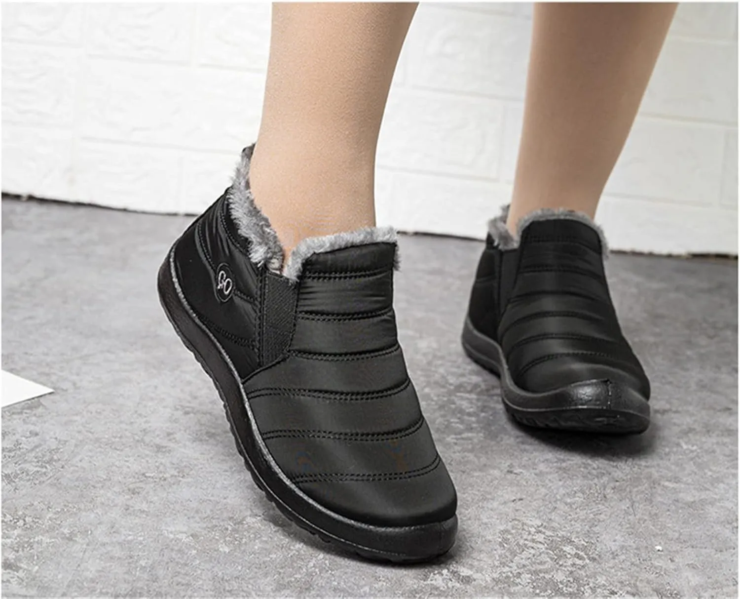 Lausiuoe Snow Boots For Women Waterproof Insulated Wide Width Winter Fur Lined Warm Ankle Booties Slip On Outdoor Shoes