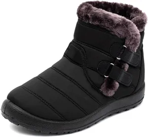Lausiuoe Snow Boots For Women Waterproof Insulated Wide Width Winter Fur Lined Warm Slip On Ankle Booties Outdoor Shoes