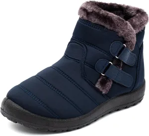 Lausiuoe Snow Boots For Women Waterproof Insulated Wide Width Winter Fur Lined Warm Slip On Ankle Booties Outdoor Shoes