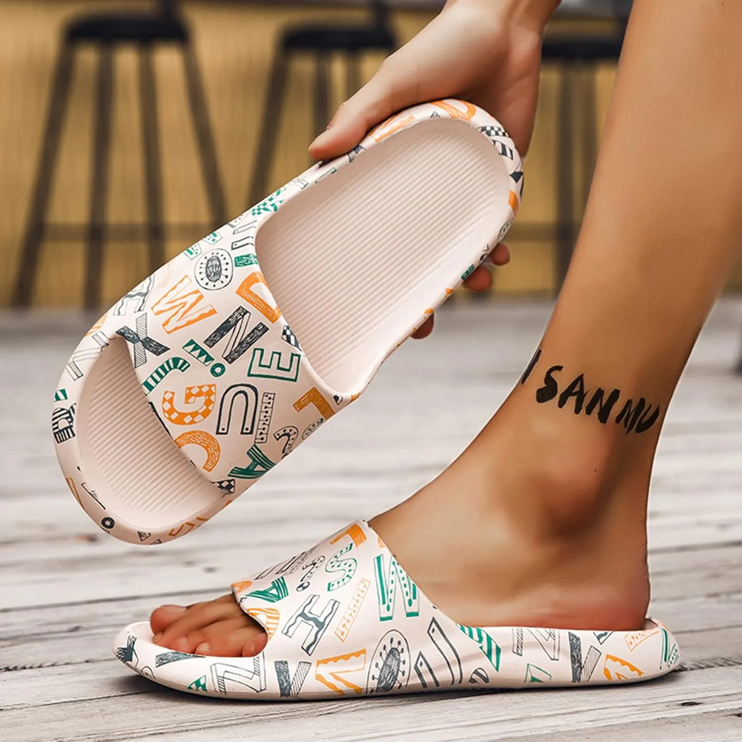 Lightweight Memory Foam Slides for Women Non Slip Quick Drying Shower Slide Beach Sandals Women's Slides