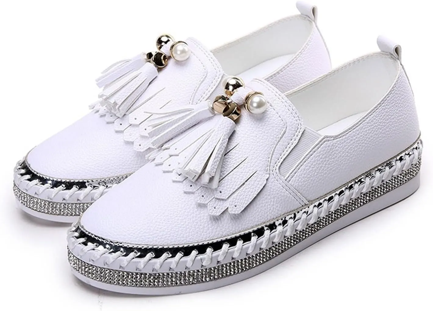 Loafers for Women Women's Small White Leather Flats Casual Soft Leather Shoes for Everyday Wear