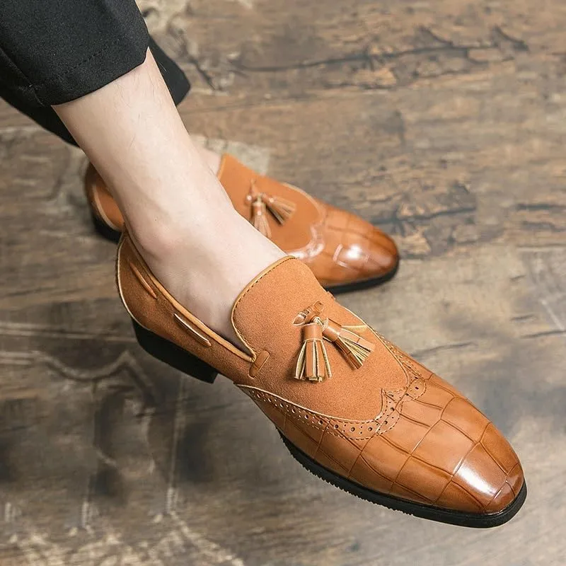 Loafers Men Casual Shoe Dress Shoes Formal Business Men Fashion Office Formal Oxfords with Tassel Slip On Pointed Toe