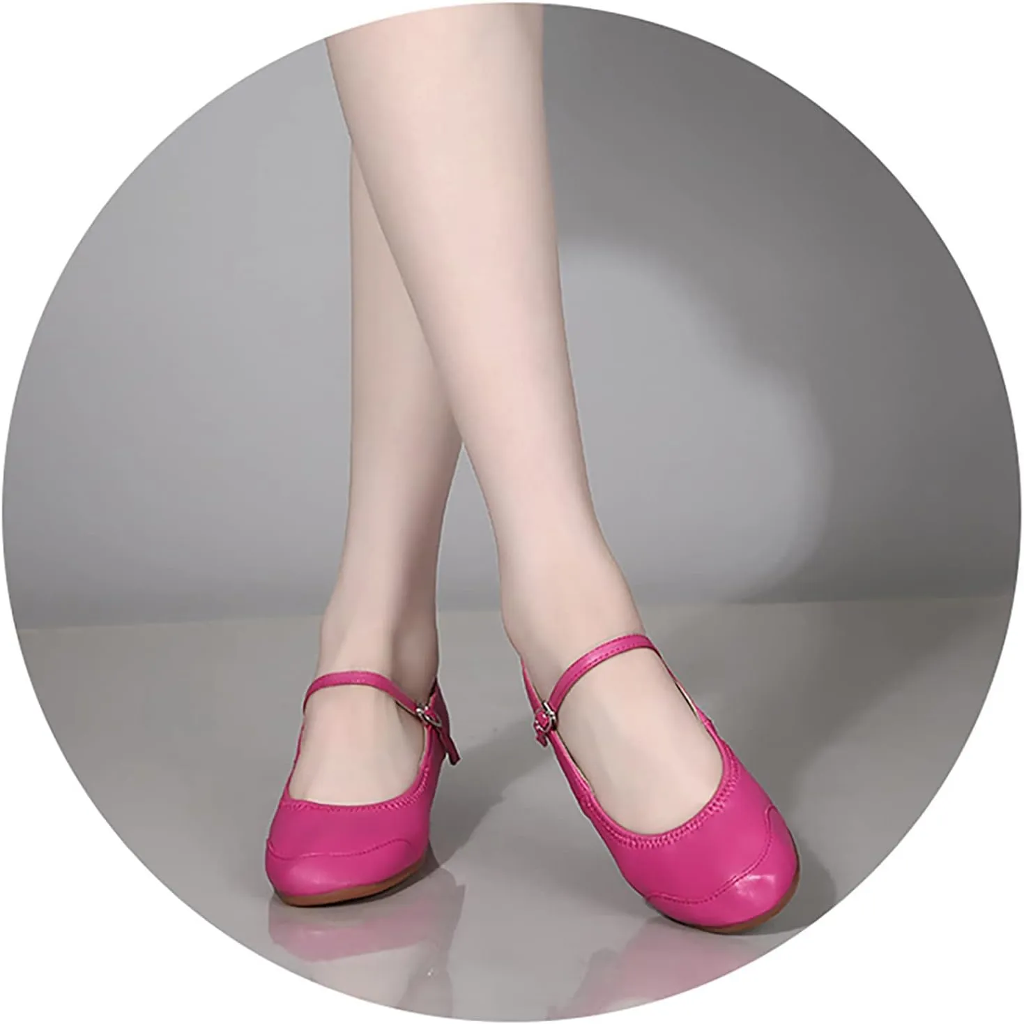 Low Heel Pumps Women's Dress Shoes T Strap Mary Janes Ladies Elegant Dancing Shoe Comfortable Closed Toe Heels