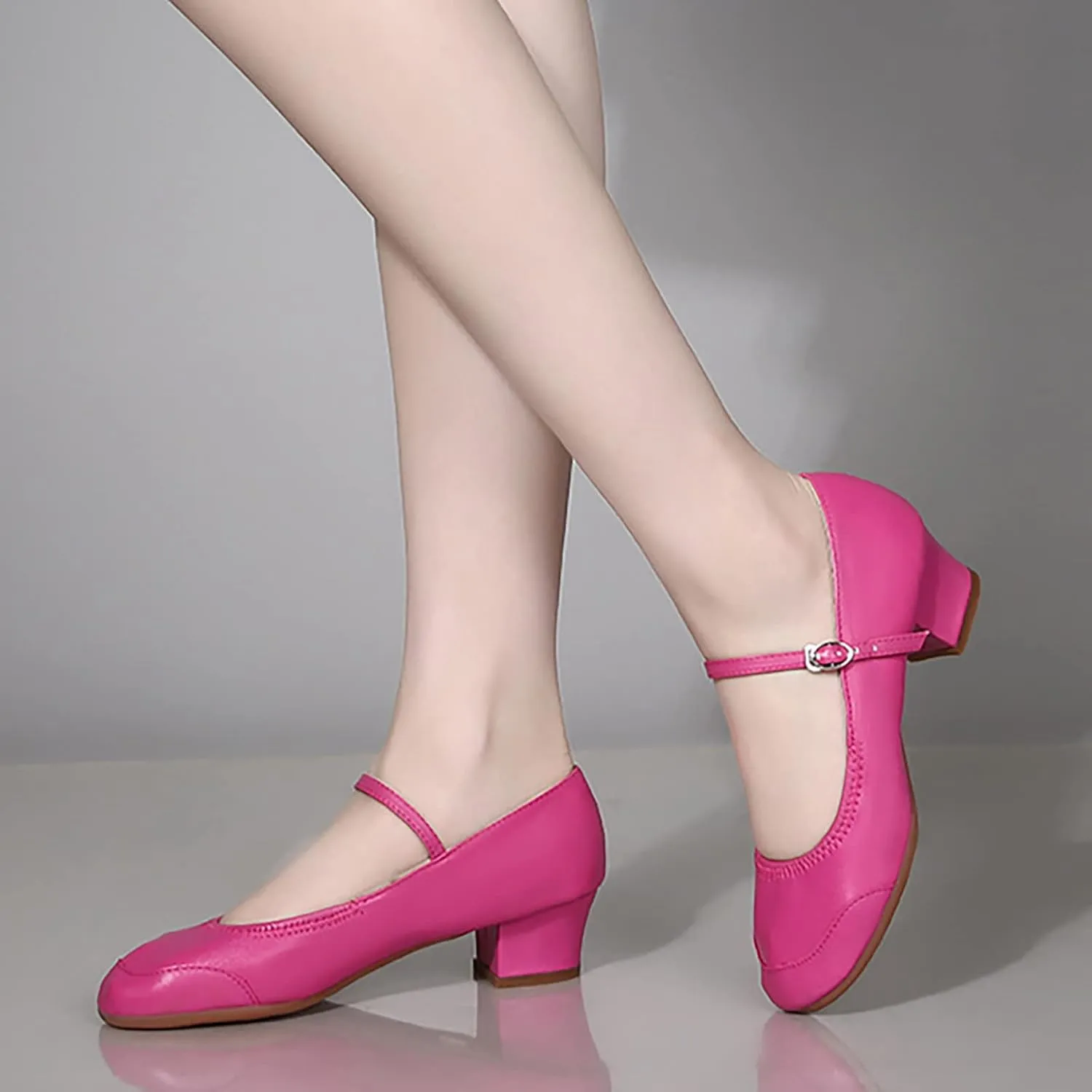 Low Heel Pumps Women's Dress Shoes T Strap Mary Janes Ladies Elegant Dancing Shoe Comfortable Closed Toe Heels
