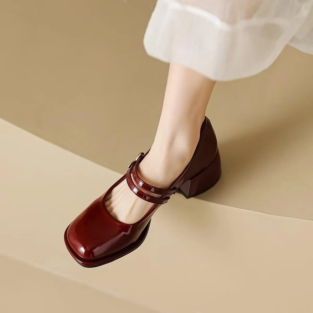 LUXINYU Women Square Toe Heels Pearl Elegant Ladies Pumps Heeled Dress Shoes Comfort Work Shoes