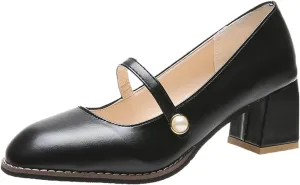 Mary Jane Shoes Women Block Heel Dress Shoes Casual Closed Toe Pumps Chunky Mary Janes Heels Elegant Office Loafers
