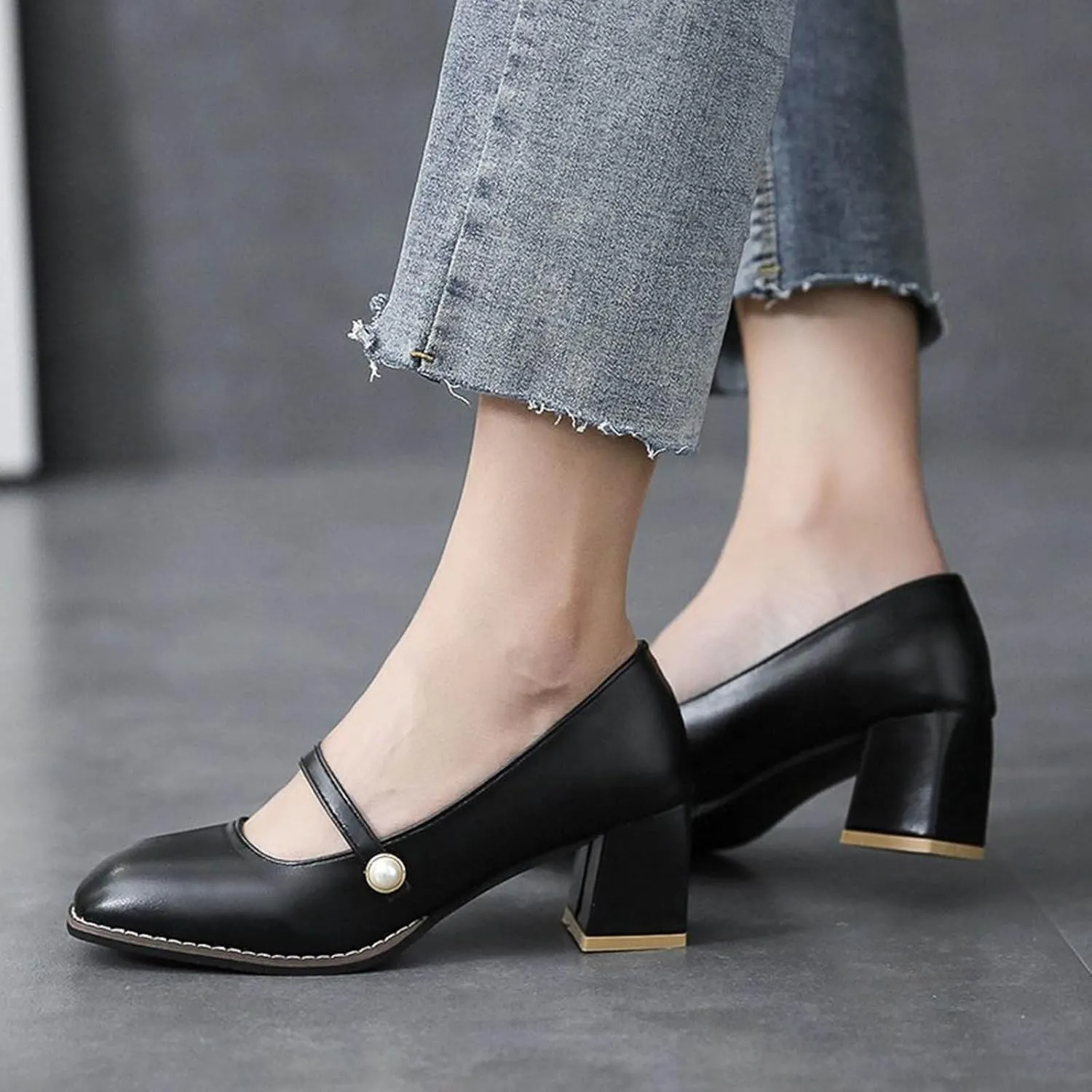 Mary Jane Shoes Women Block Heel Dress Shoes Casual Closed Toe Pumps Chunky Mary Janes Heels Elegant Office Loafers