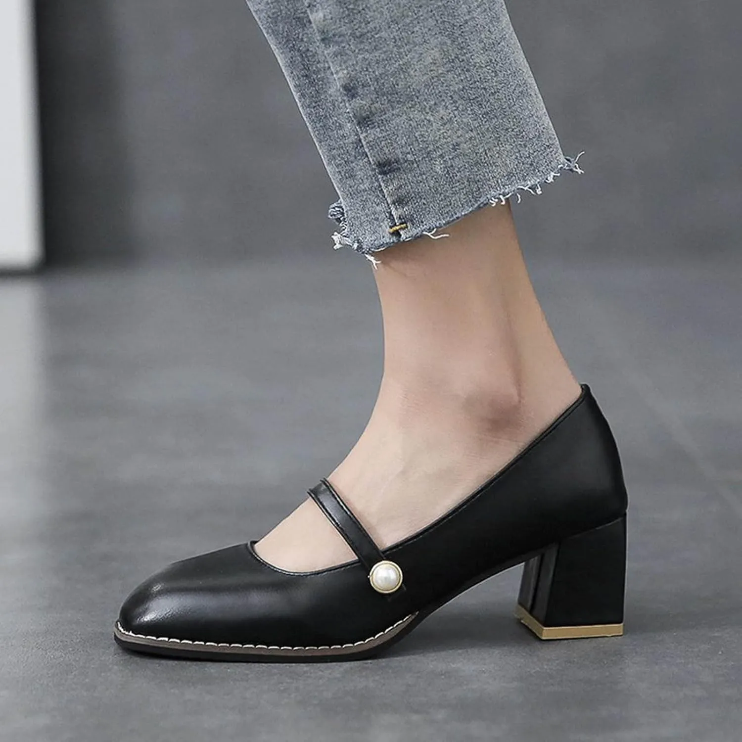 Mary Jane Shoes Women Block Heel Dress Shoes Casual Closed Toe Pumps Chunky Mary Janes Heels Elegant Office Loafers