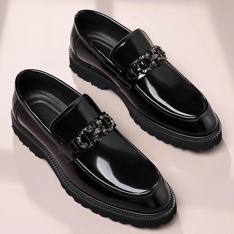 Men Genuine Leather Business Brogue Handmade Formal Oxfords Shoes Comfort Handmade Round Toe Slip On Non-Slip Lug Sole Lace-Up Formal Derby Shoes