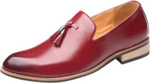 Men Leather House Shoes Size 10 Fashion Style Men's Breathable Tassel Comfortable Business Slip On Work Leisure Solid Color Leather Shoes Leather Sports Shoes for Men