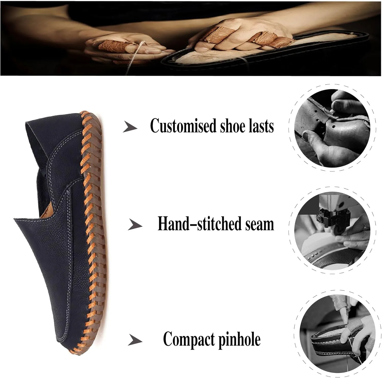 Mens Anti Slip Driving Shoes Leather Loafers Casual Fashion Leather Shoes Comfortable Soft Walking Shoes