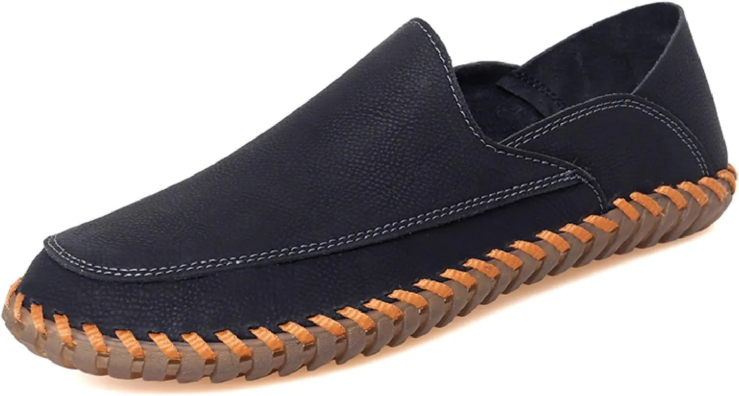 Mens Anti Slip Driving Shoes Leather Loafers Casual Fashion Leather Shoes Comfortable Soft Walking Shoes