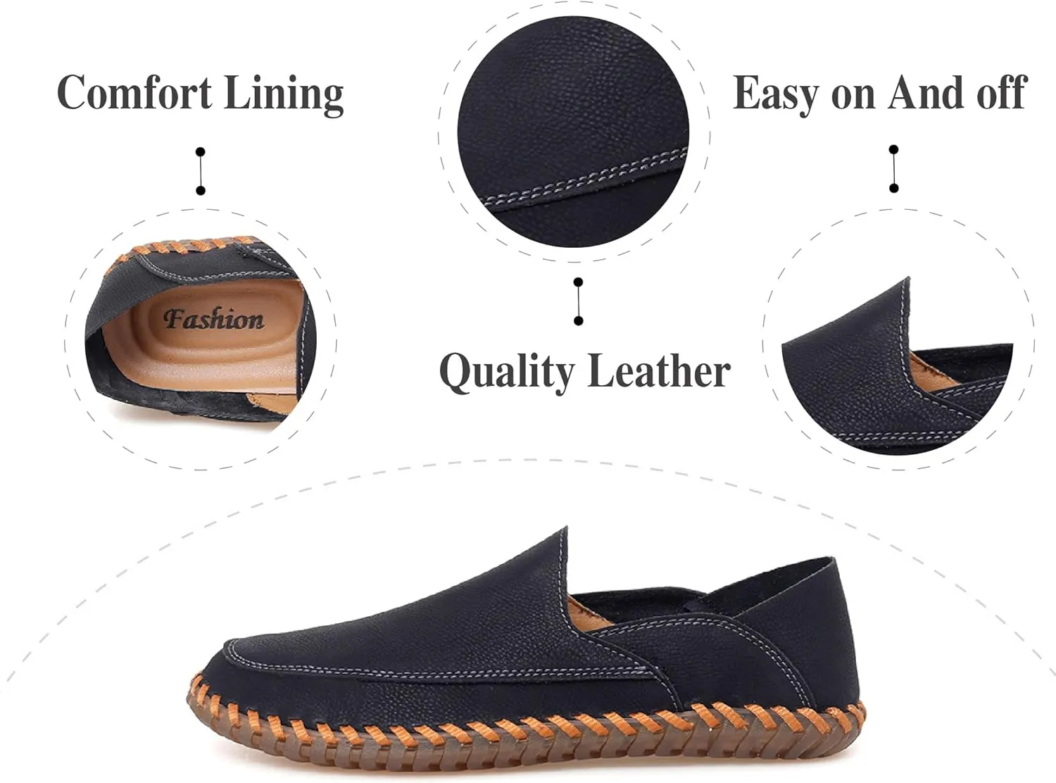 Mens Anti Slip Driving Shoes Leather Loafers Casual Fashion Leather Shoes Comfortable Soft Walking Shoes