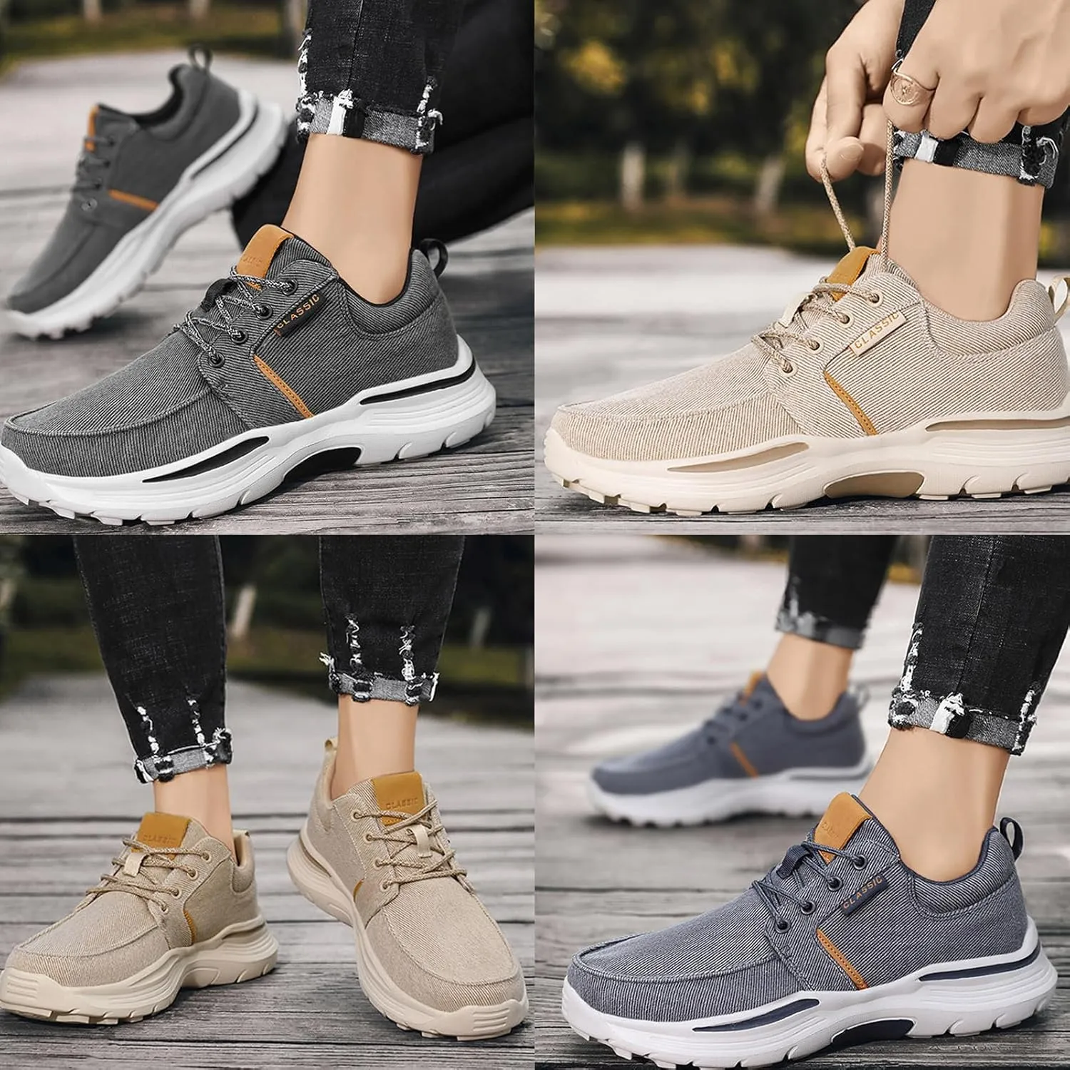 Men's Breathable Canvas Sport Shoe,Casual Men Loafers Comfortable Light Outdoor Sneakers Platform Non Slip Vulcanized Shoes