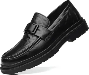 Men's Breathable Oxfords Formal Dress Business Oxford Shoes Fashion Slip-On Round Toe Classic Modern Formal Leather Shoes Casual Loafers