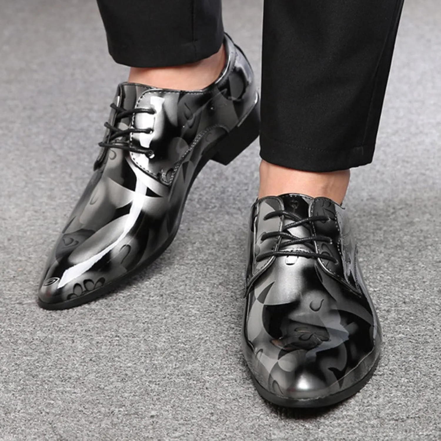 Mens Casual Shoes Leather Classical Style Shoes for Men Slip On PU Leather Low Rubber Sole Leather Basketball Shoes Men