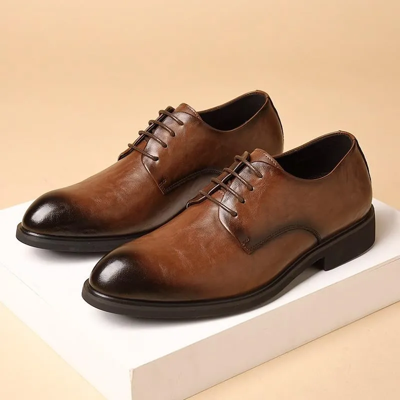 Men's Classic Lace-up Formal Oxfords Slip On Pointed Toe Classic Formal Business Shoes Mens Genuine Leather Dress Shoes