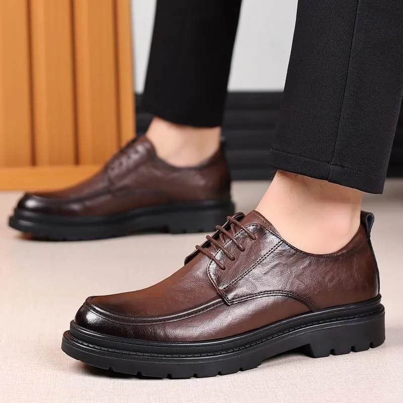 Mens Derby Shoes Genuine Leather Lightweight Modern Leather Business Casual Scale Pattern Comfort Formal Shoes Office Working Leather Derby Shoes(10)