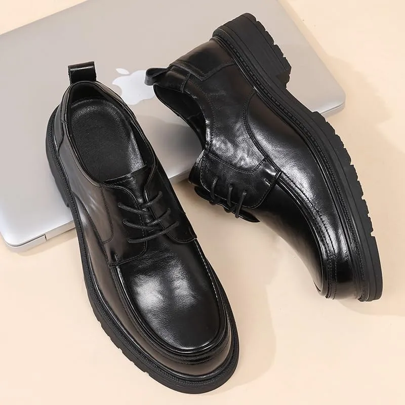 Men's Formal Business Leather Oxfords Men Comfort Hand Stitched Breathable Leather Derby Shoes