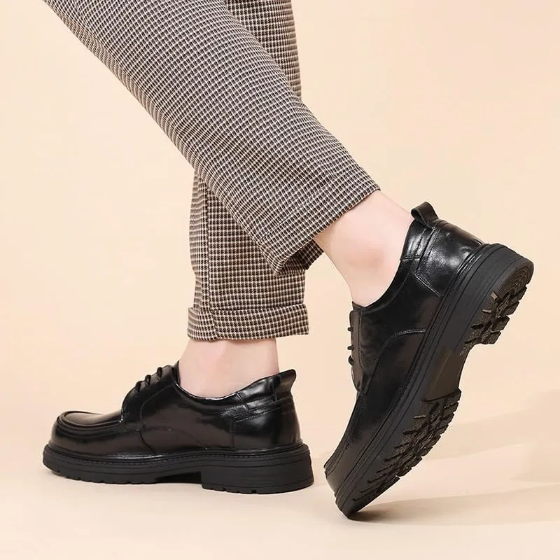 Men's Formal Business Leather Oxfords Men Comfort Hand Stitched Breathable Leather Derby Shoes