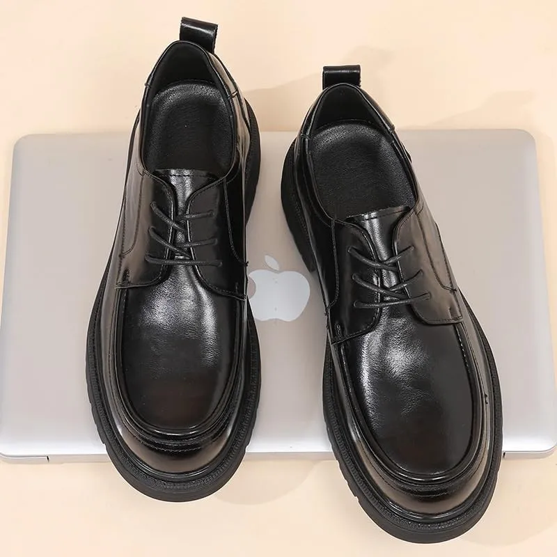 Men's Formal Business Leather Oxfords Men Comfort Hand Stitched Breathable Leather Derby Shoes