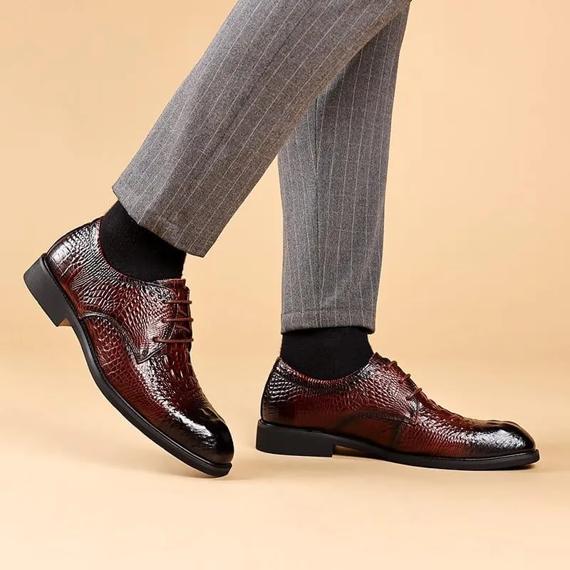 Men's Formal Dress Square Toe Leather Shoes Formal Forward Comfortable Breathable Men's Luxurious Upper Business Rubber Soft Sole Versatile Shoes