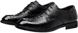 Men's Formal Dress Square Toe Leather Shoes Formal Forward Comfortable Breathable Men's Luxurious Upper Business Rubber Soft Sole Versatile Shoes