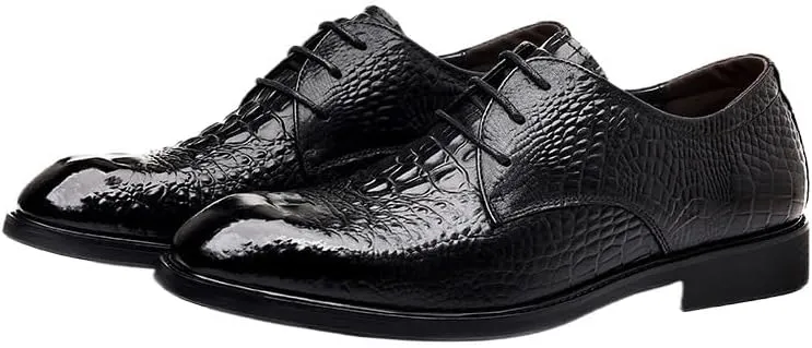 Men's Formal Dress Square Toe Leather Shoes Formal Forward Comfortable Breathable Men's Luxurious Upper Business Rubber Soft Sole Versatile Shoes
