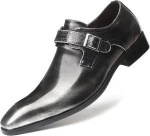 Men's Formal Oxford Shoes Slip On Single Monk Strap Leather Low Top Business Work Shoes Fashion Prom Wedding Formal Shoes