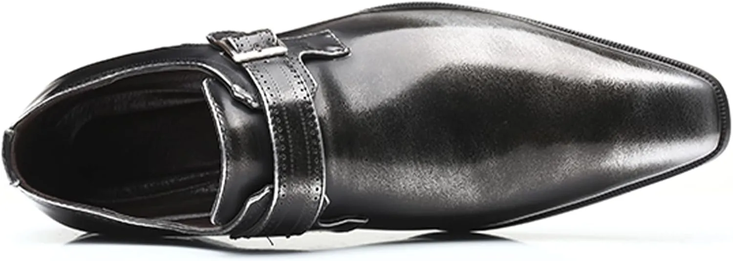 Men's Formal Oxford Shoes Slip On Single Monk Strap Leather Low Top Business Work Shoes Fashion Prom Wedding Formal Shoes