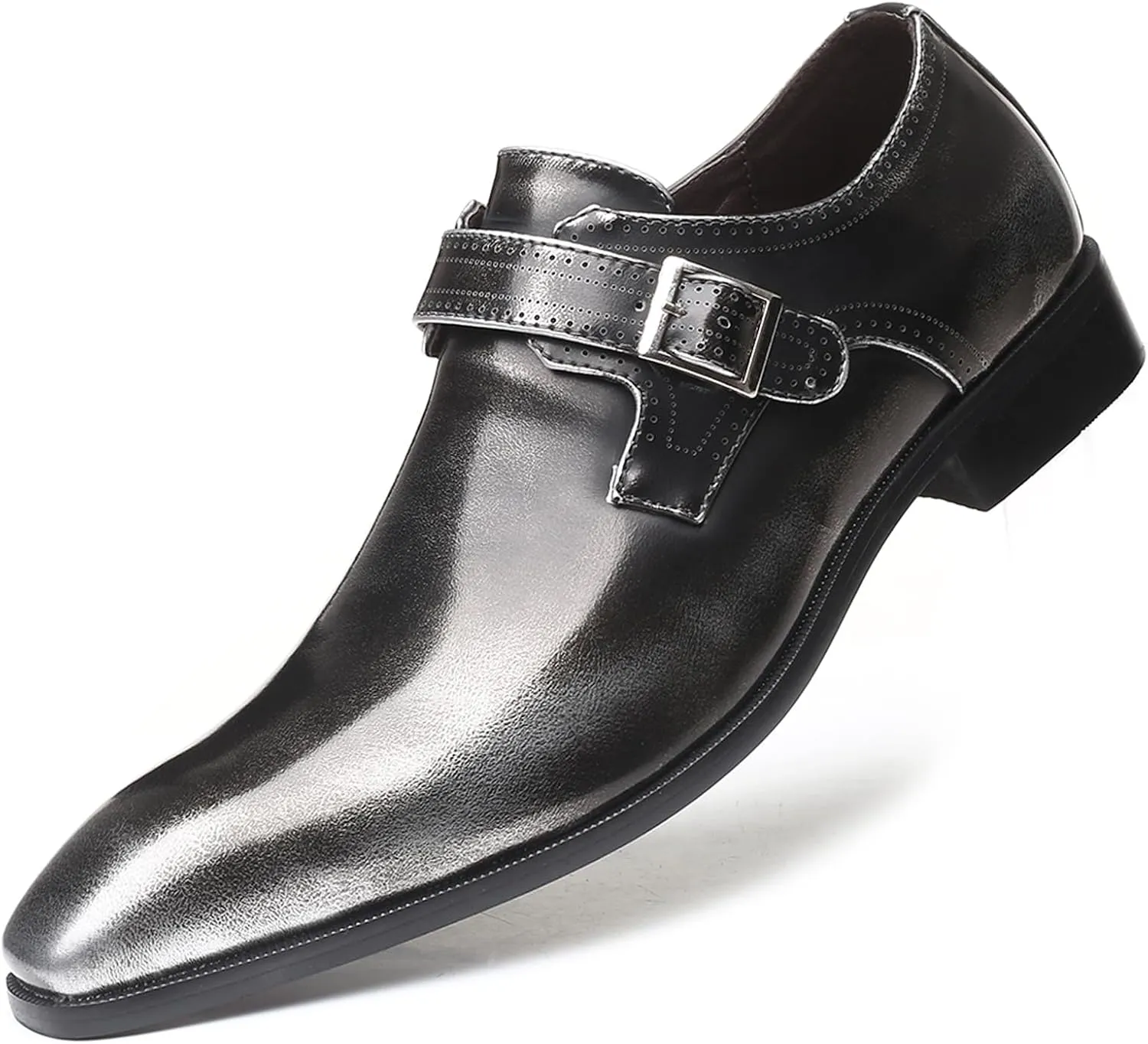 Men's Formal Oxford Shoes Slip On Single Monk Strap Leather Low Top Business Work Shoes Fashion Prom Wedding Formal Shoes