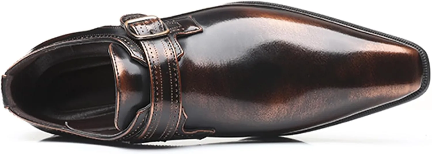 Men's Formal Oxford Shoes Slip On Single Monk Strap Leather Low Top Business Work Shoes Fashion Prom Wedding Formal Shoes