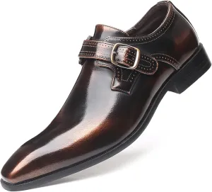 Men's Formal Oxford Shoes Slip On Single Monk Strap Leather Low Top Business Work Shoes Fashion Prom Wedding Formal Shoes