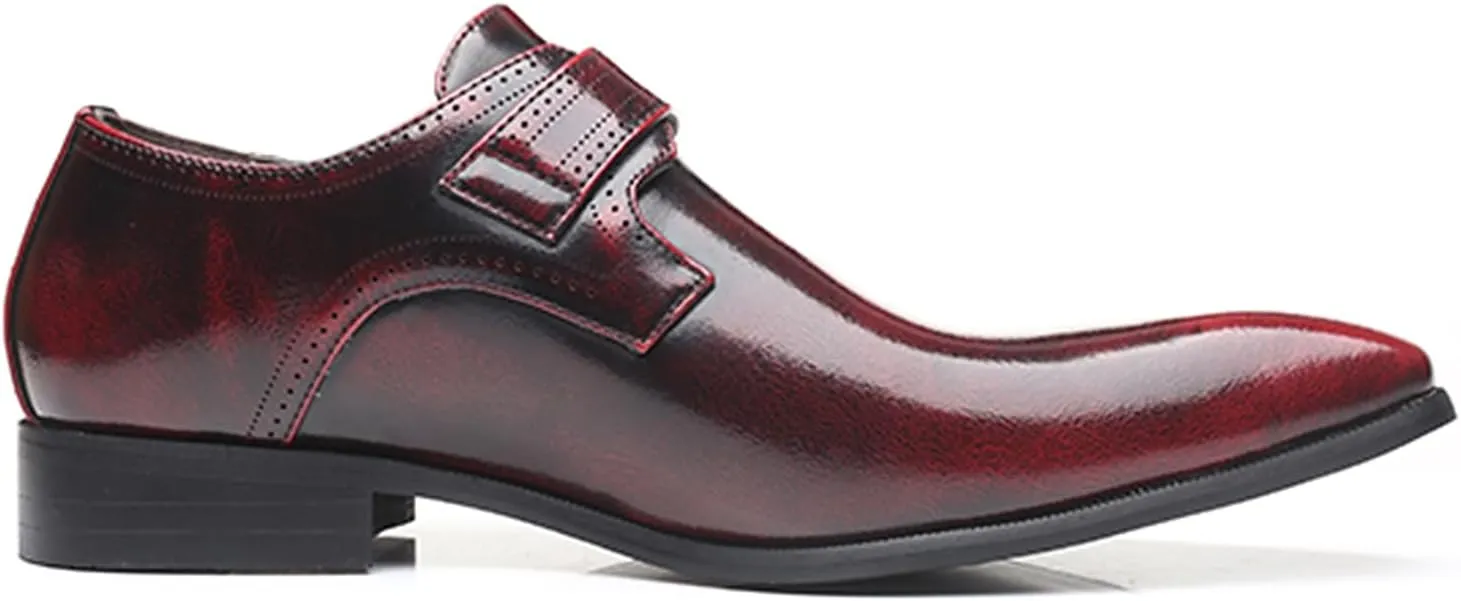 Men's Formal Oxford Shoes Slip On Single Monk Strap Leather Low Top Business Work Shoes Fashion Prom Wedding Formal Shoes