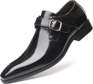 Men's Formal Oxford Shoes Slip On Single Monk Strap Leather Low Top Business Work Shoes Fashion Prom Wedding Formal Shoes