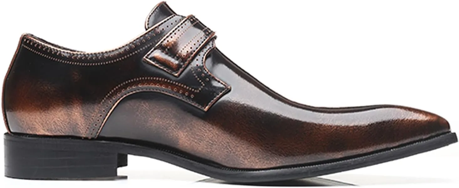 Men's Formal Oxford Shoes Slip On Single Monk Strap Leather Low Top Business Work Shoes Fashion Prom Wedding Formal Shoes