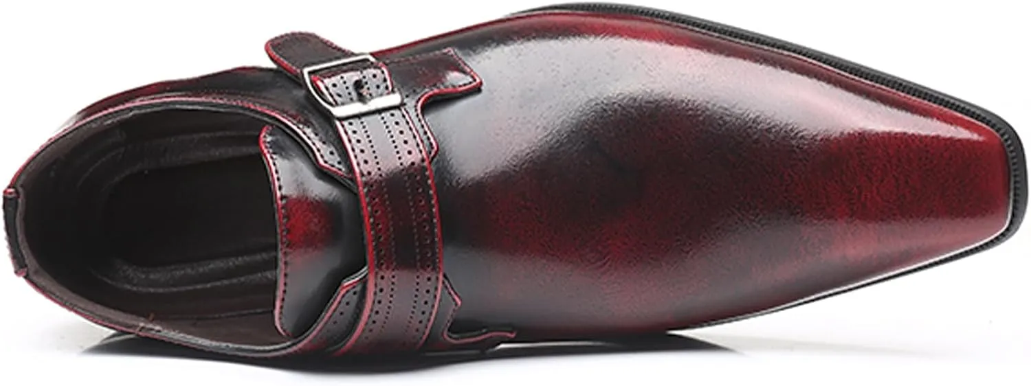 Men's Formal Oxford Shoes Slip On Single Monk Strap Leather Low Top Business Work Shoes Fashion Prom Wedding Formal Shoes