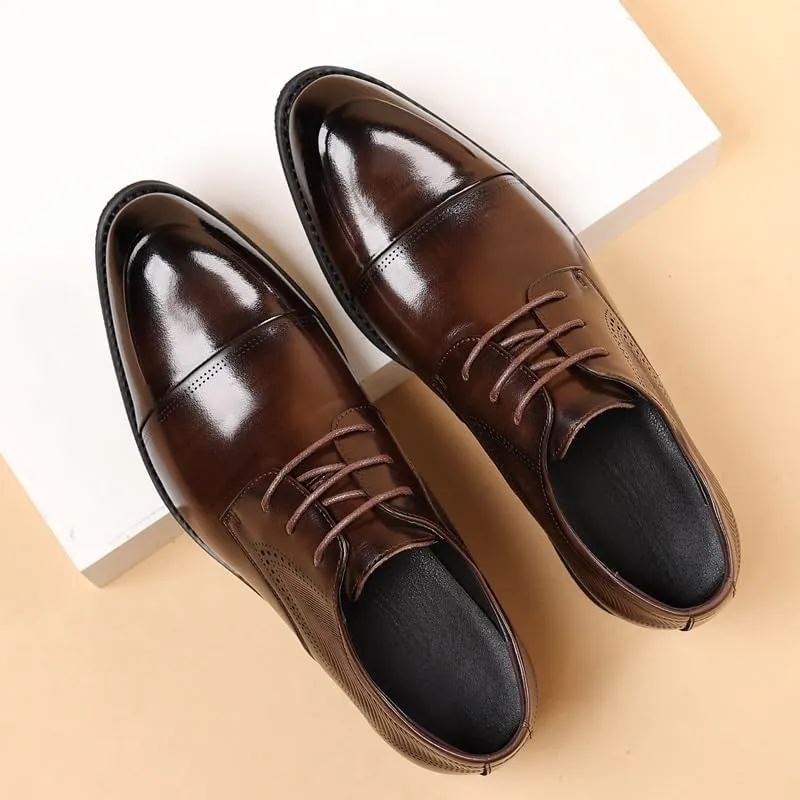Men's Genuine Leather Low Oxford Casual Business Oxford Derby Leather Shoes