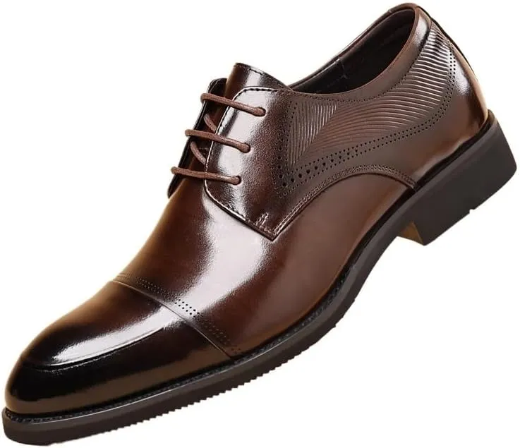 Men's Genuine Leather Low Oxford Casual Business Oxford Derby Leather Shoes