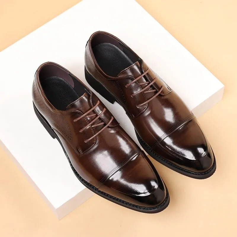 Men's Genuine Leather Low Oxford Casual Business Oxford Derby Leather Shoes