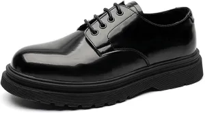 Mens Leather Fashion Business Oxfords Casual Shoes Dress Formal Leather Round Toe Wedding Derby Shoes Lace Up Walking Low-top Formal Shoes for Men