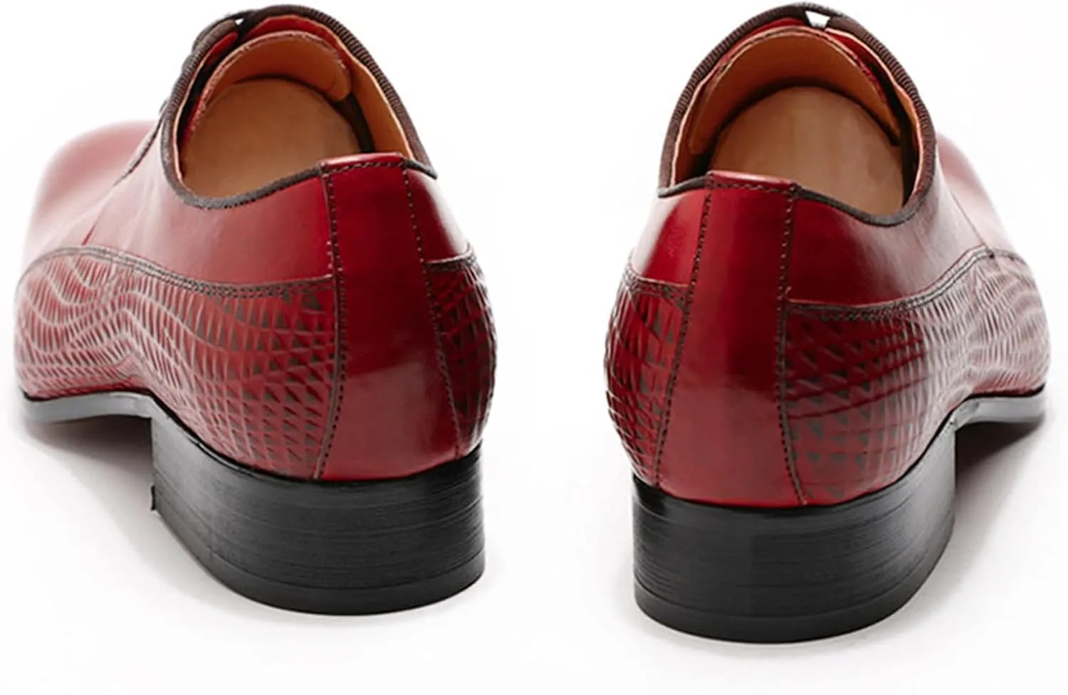 Mens Leather Lace Up Derbys Classic Work Oxfords Office Formal Wedding Dress Formal Shoes for Men,Red-40