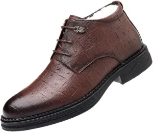 Men's Leather Work Flats Oxfords Shoes MenClassic Lace Up Leather Warm Lined Lined Dress Shoes Comfortable Breathable Leather Shoes