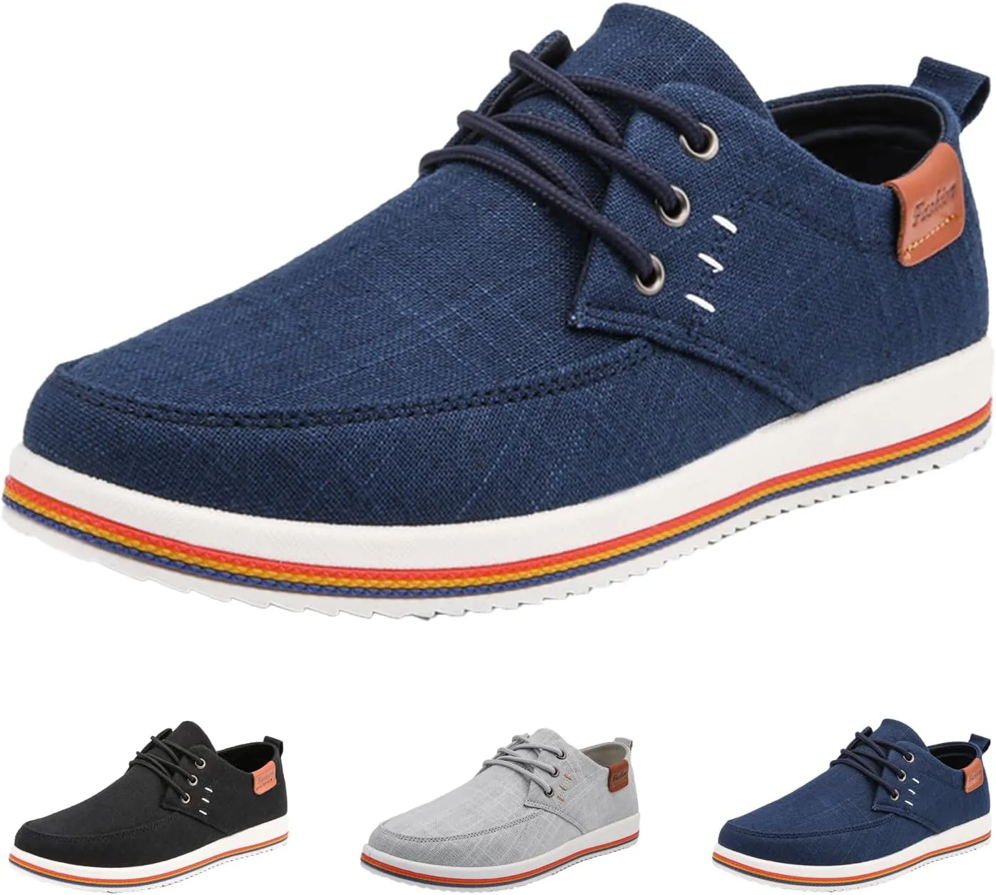 Men's Lightweight Canvas Casual Dress Shoes,Trendy Comfort Breathable Lace-up Non-Slip Business Oxford Sneakers