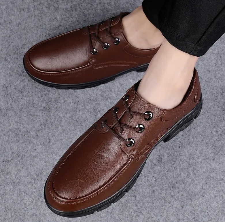 Men's Oxfords Shoes Lace Up Casual Dress Shoes Classic Formal Modern Business Mens Tuxedo Shoes(Brown,9)
