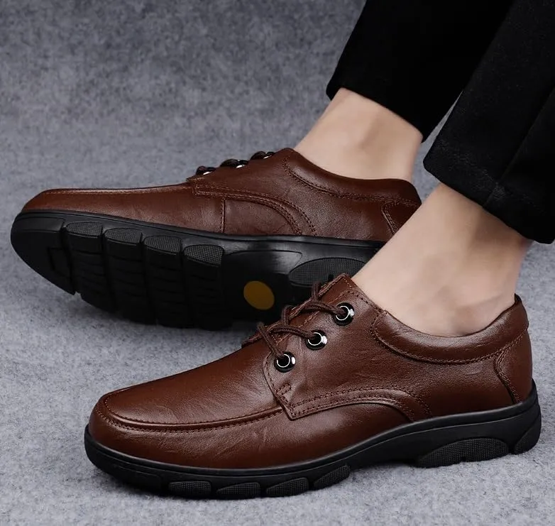 Men's Oxfords Shoes Lace Up Casual Dress Shoes Classic Formal Modern Business Mens Tuxedo Shoes(Brown,9)