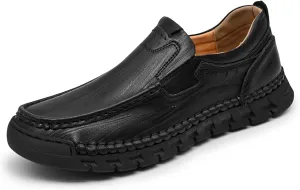 Men's Premium Genuine Cowhide Leather Loafers, Fashion Genuine Leather Casual Walking Shoes, Driving Shoes, Casual Leather Shoes, Pure Hand Sewn Shoes