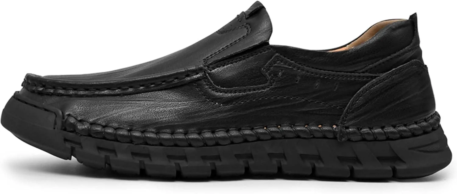Men's Premium Genuine Cowhide Leather Loafers, Fashion Genuine Leather Casual Walking Shoes, Driving Shoes, Casual Leather Shoes, Pure Hand Sewn Shoes