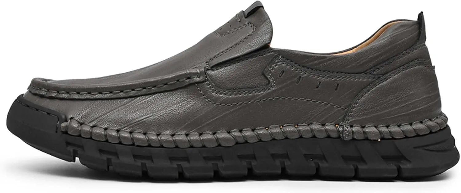 Men's Premium Genuine Cowhide Leather Loafers, Fashion Genuine Leather Casual Walking Shoes, Driving Shoes, Casual Leather Shoes, Pure Hand Sewn Shoes